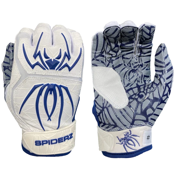 2022 Spiderz HYBRID Batting Gloves: White/Navy
