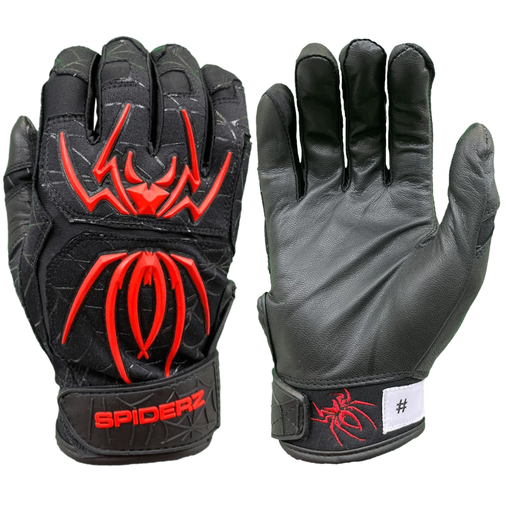 2022 Spiderz ENDITE Batting Gloves: Black And Red