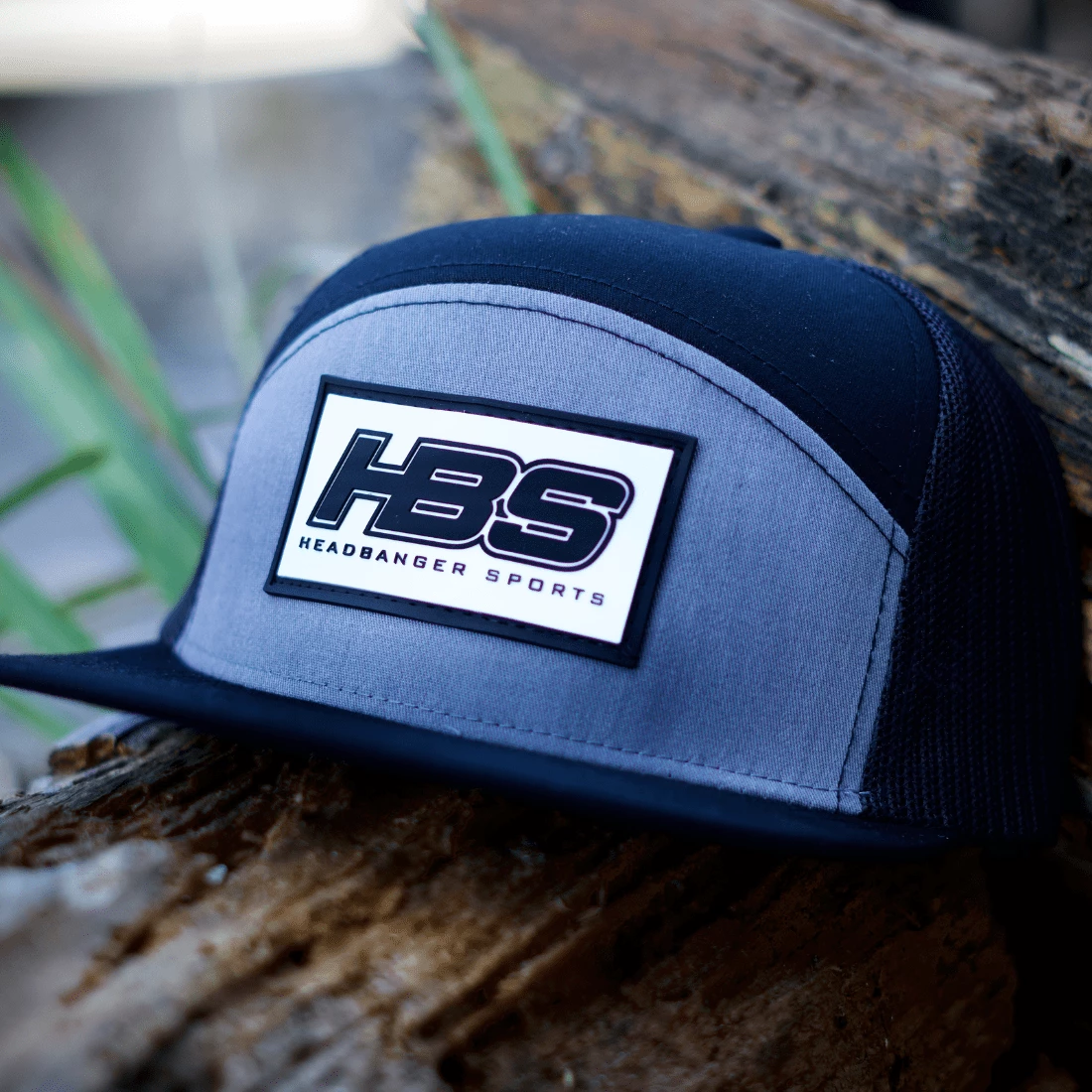 HB Sports Headbanger Sports Lifestyle Pacific P787 6-Panel Arch Snapback Hat: Black / Heather Grey - Image 4