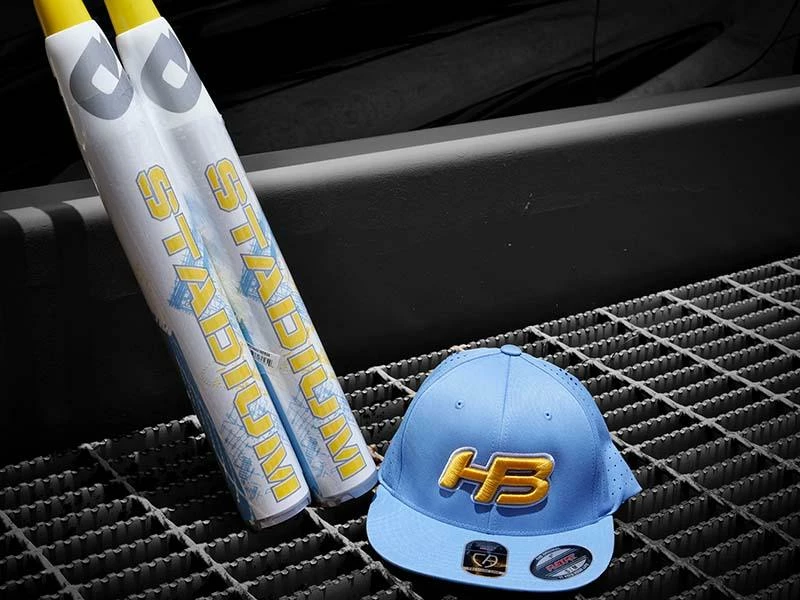 HB Sports Headbanger Sports I8503 Cap America Flexfit Perforated Performance Hat: Powder Blue & Yellow - Image 4
