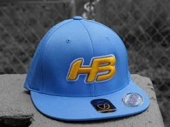 HB Sports Headbanger Sports I8503 Cap America Flexfit Perforated Performance Hat: Powder Blue & Yellow