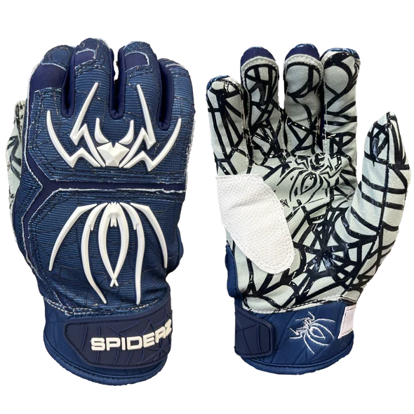 2023 Spiderz HYBRID Batting Gloves: Navy/White