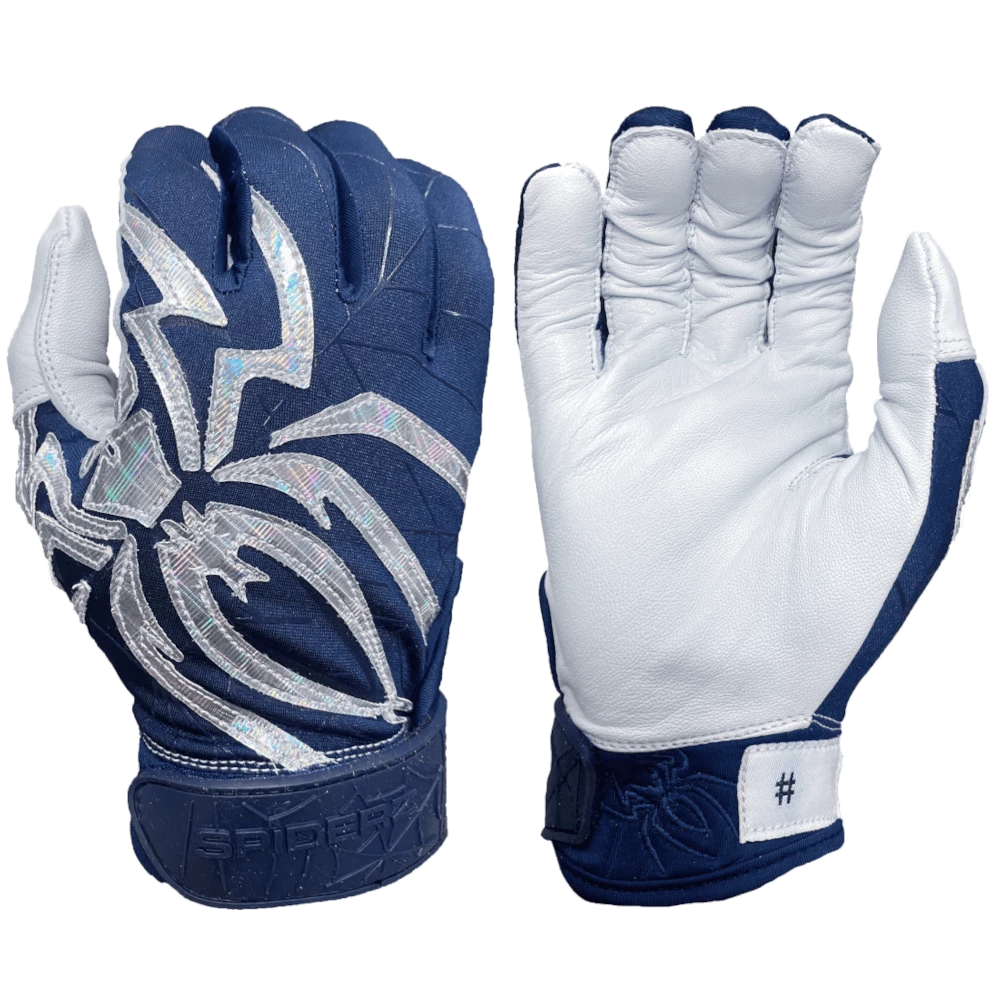 2022 Spiderz PRIZM Batting Gloves: Navy Blue/Silver