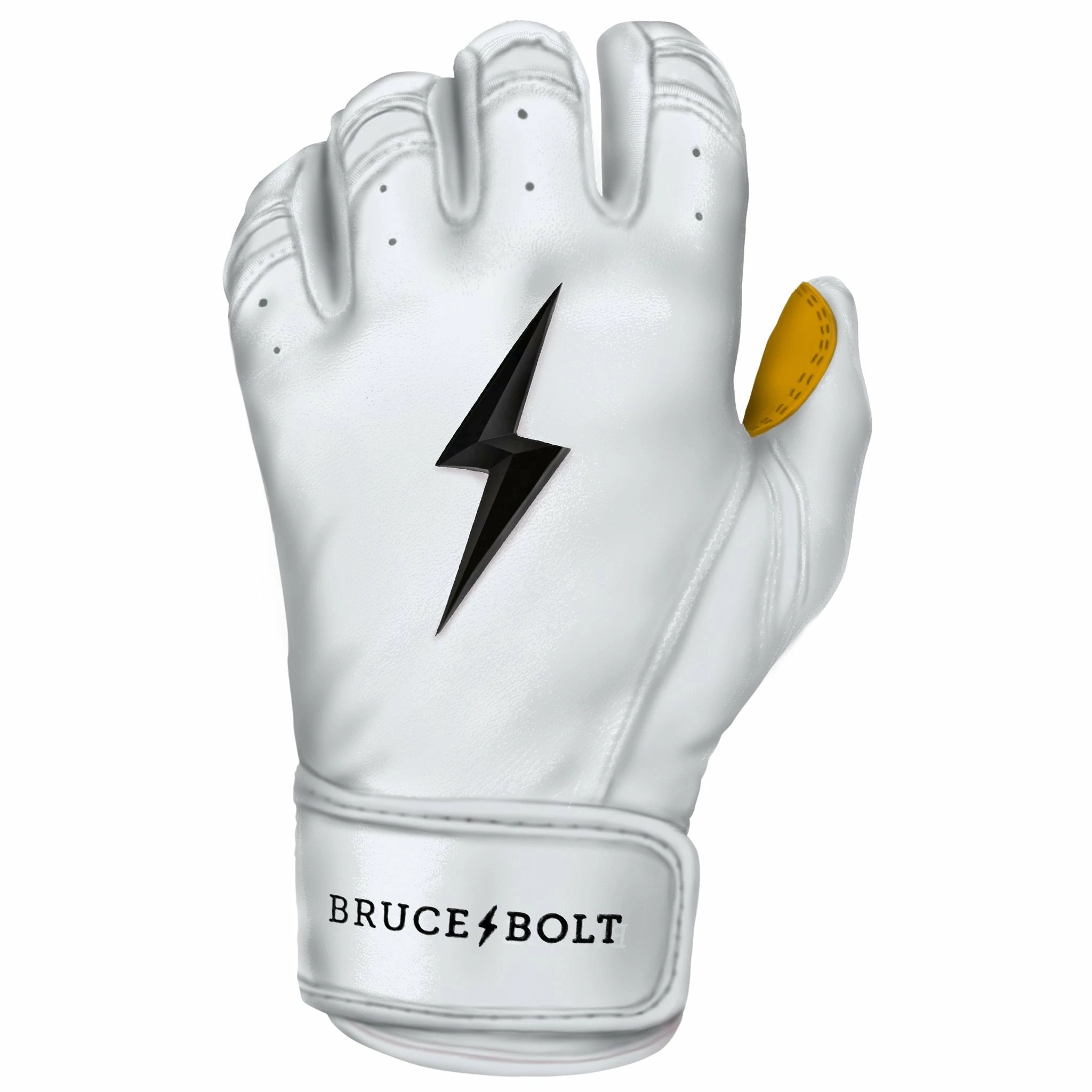 Bruce Bolt PREMIUM PRO Short Cuff Batting Gloves: White - Image 8