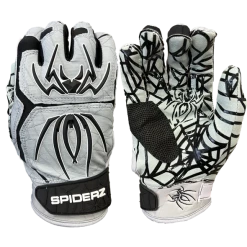 2023 Spiderz HYBRID Batting Gloves: Silver/Black