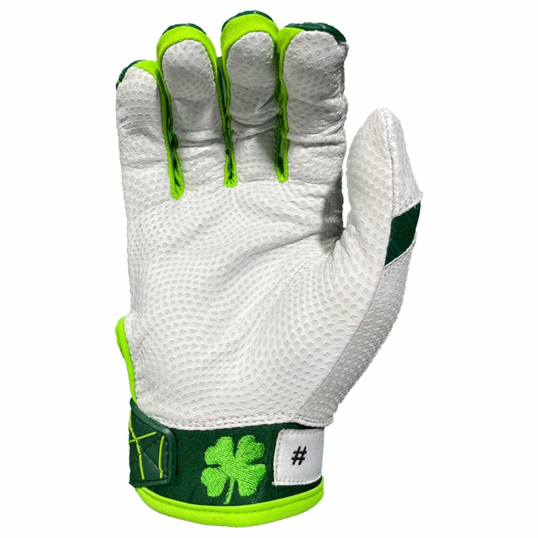 2023 Spiderz Ltd Ed "Lucky" ENDITE Batting Gloves: Dark Green/Kelly Green/White - Image 3
