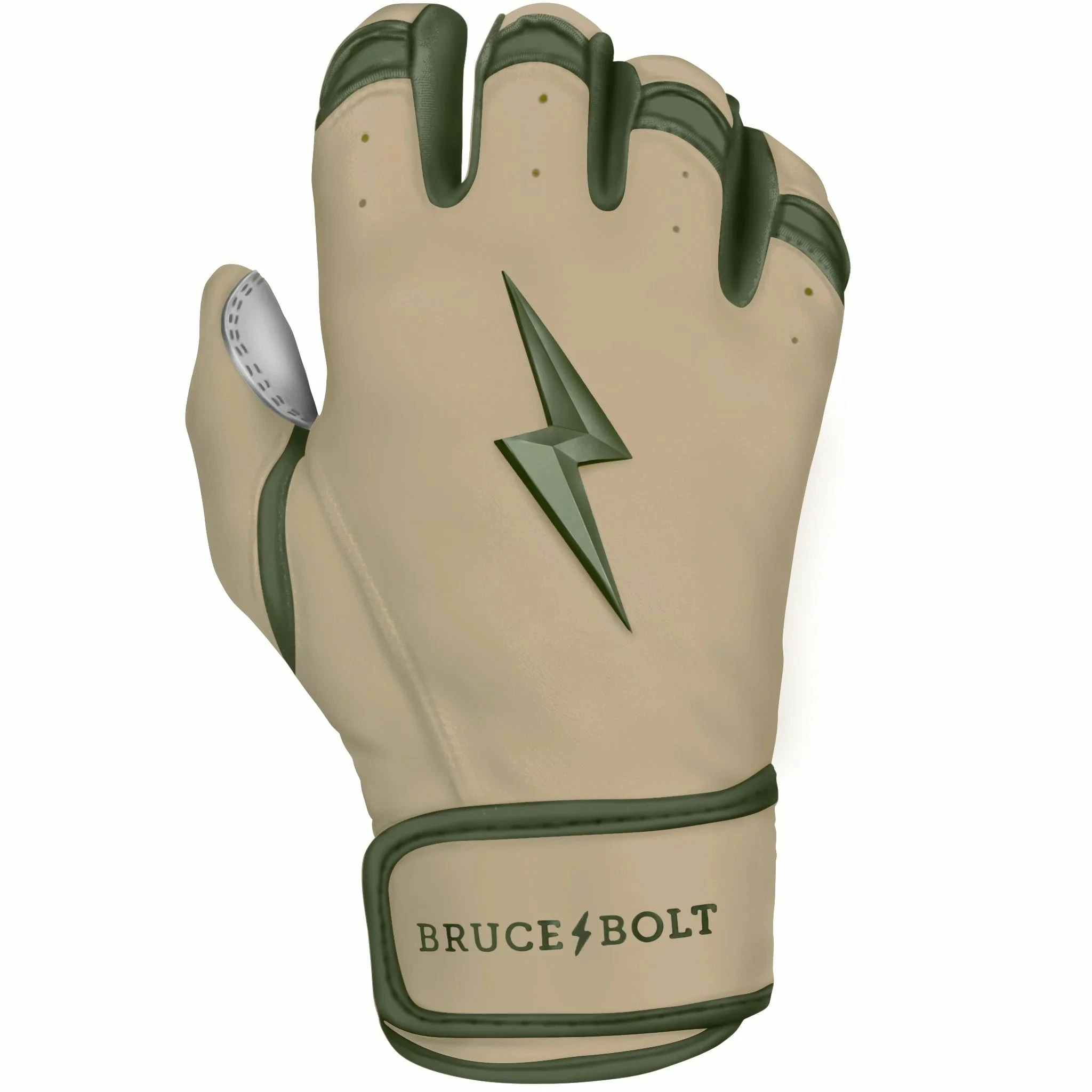 Bruce Bolt Premium Pro Military Series Short Cuff Batting Gloves: Beige - Image 2