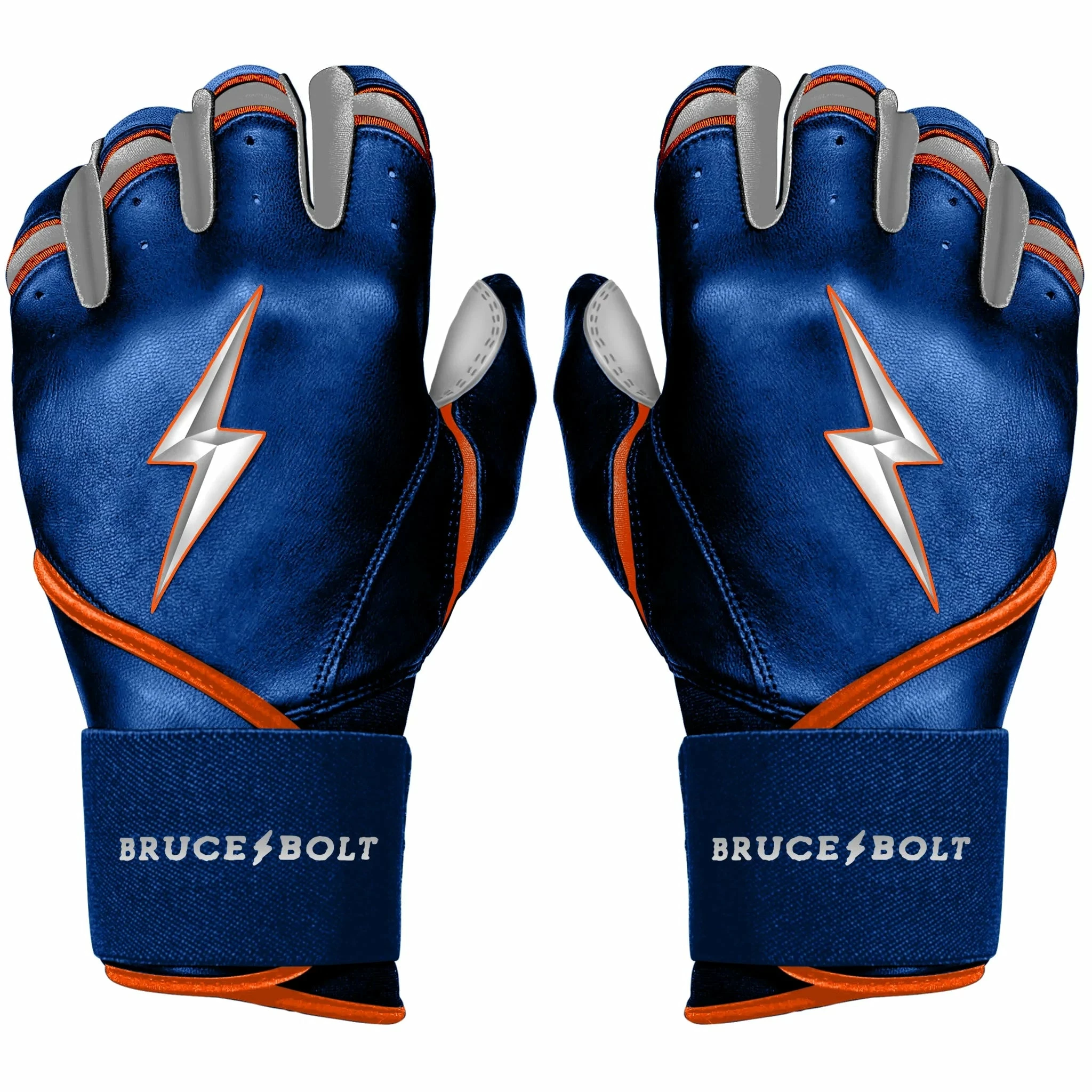 Bruce Bolt PREMIUM PRO NIMMO Long Cuff Batting Gloves: Mets Blue
