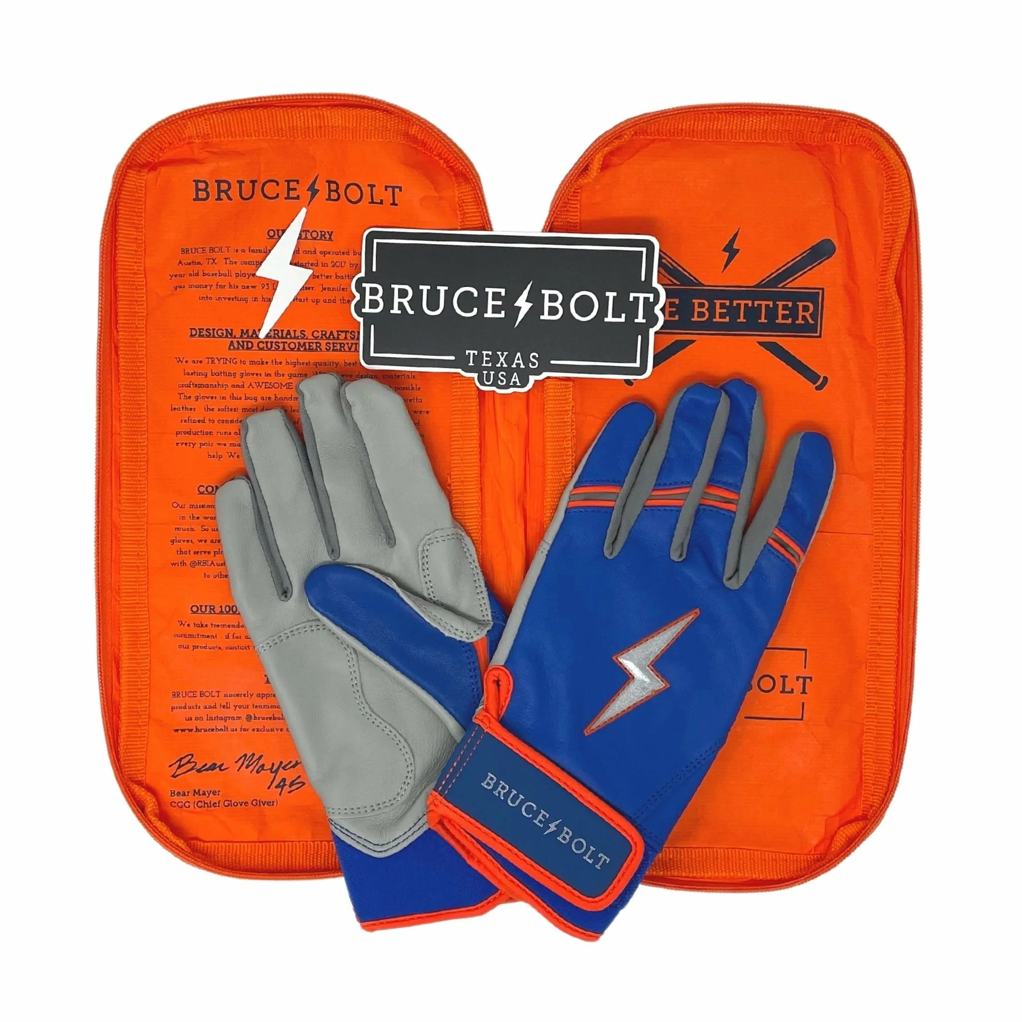 Bruce Bolt PREMIUM PRO NIMMO Short Cuff Batting Gloves: Blue - Image 5