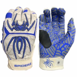 2020 Spiderz HYBRID Batting Gloves: White/Royal Blue/Black